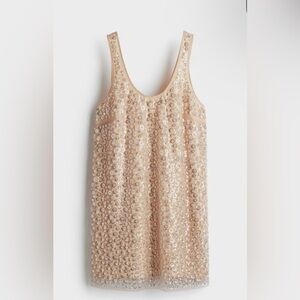 H&M Sequin Mini Dress in tan